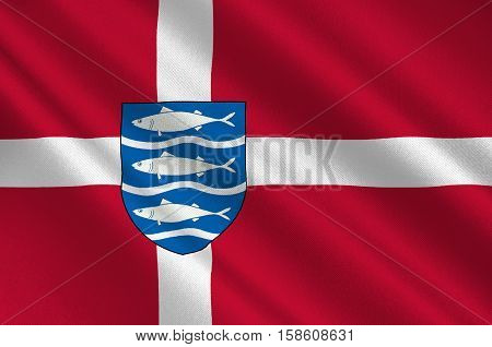 Flag of Aabenraa in Southern Denmark Region. 3d illustration