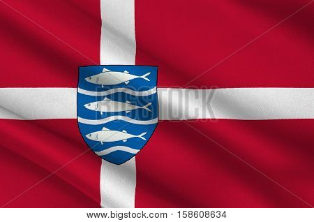 Flag of Aabenraa in Southern Denmark Region. 3d illustration