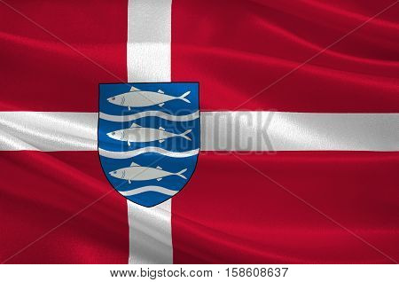 Flag of Aabenraa in Southern Denmark Region. 3d illustration