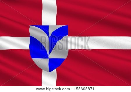Flag of Billund in Southern Denmark Region. 3d illustration
