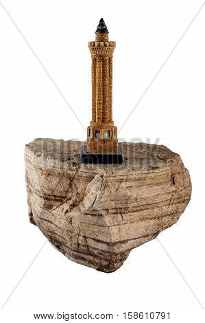the layout of the tower on a granite stone isolated