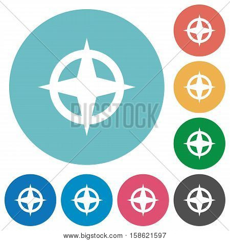 Map directions white flat icons on color rounded square backgrounds