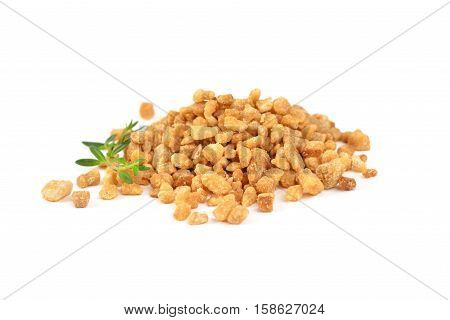 Pork greaves made of heated pork fat, an ingredient of the Austrian and German cuisine