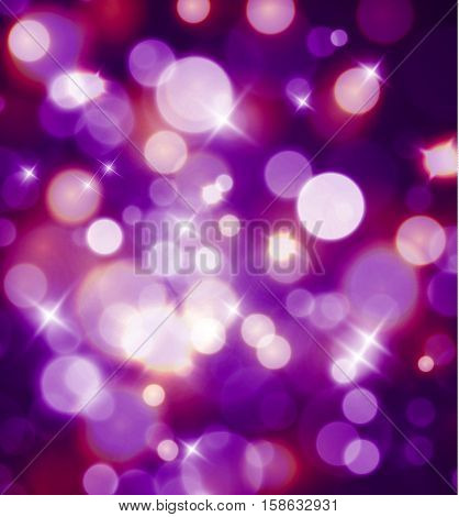 Magical background with night bokeh for holiday purple