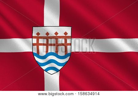 Flag of Haderslev in Southern Denmark Region. 3d illustration