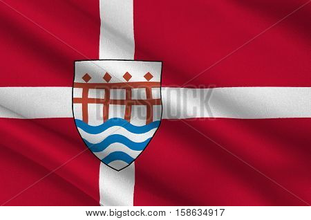 Flag of Haderslev in Southern Denmark Region. 3d illustration