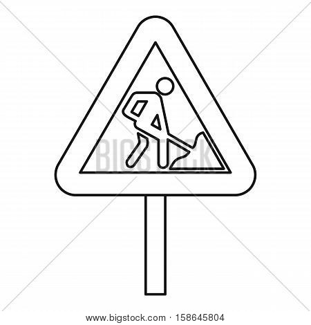 Road works warning traffic sign icon. Outline illustration of road works warning traffic sign vector icon for web