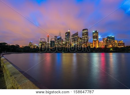 Sydney City at night.NOV 28,2016  the Sydney central business district and surrounding inner city suburbs of the greater metropolitan area of Sydney, New South Wales, Australia.