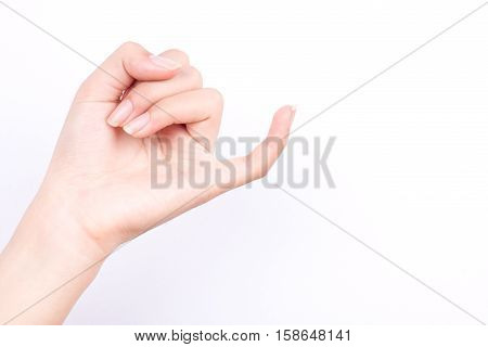 finger hand girl symbols isolated concept hook each other's little finger is mean to reconcile or promise or friendship on white background