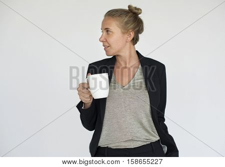 Woman Cheerful Studio Portrait Concept