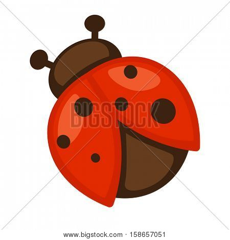 Ladybug. Icon of bright small insect with antenna. Cartoon vector illustration in flat style isolated on white background.