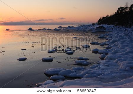 Sea is just about to freeze in -20C weather