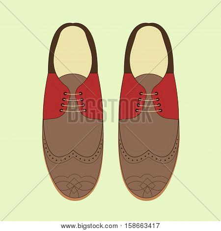 Vector illustration with men fashion shoes. Classic Brogue Shoes. Oxfords Men's Shoes