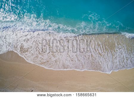 Aerial of the amazing Porto Katsiki beach in Lefkada island Greece