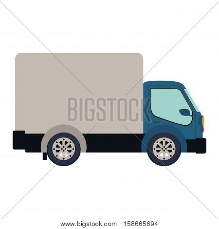 colorful silhouette truck with wagon vector illustration
