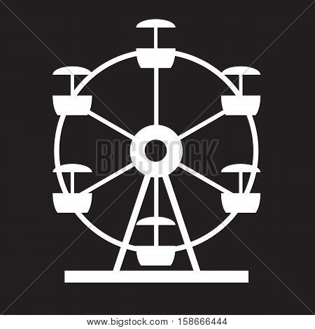 Ferris Wheel Icon Silhouette. Entertainment Round Attraction. Vector Illustration EPS10