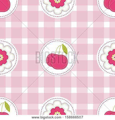 Floral background with cherry. Seamless Easter vector pattern for cushion pillow bandanna silk kerchief or shawl fabric print. Texture for clothes bedclothes