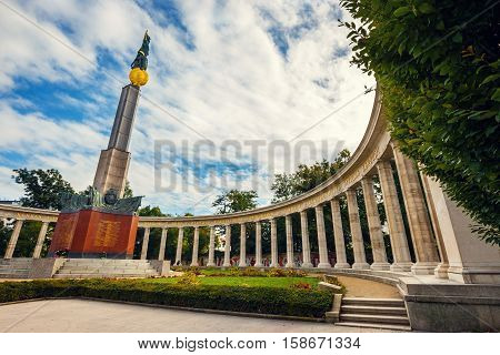 Vienna, Austria, October 13, 2016: War Memorial -  Heroes Monument Of Red Army On Schwarzenbergplatz