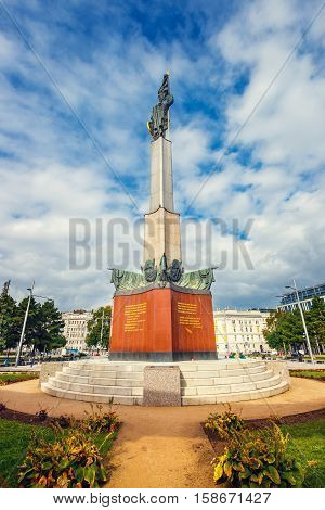 Vienna, Austria, October 13, 2016: War Memorial -  Heroes Monument Of Red Army On Schwarzenbergplatz