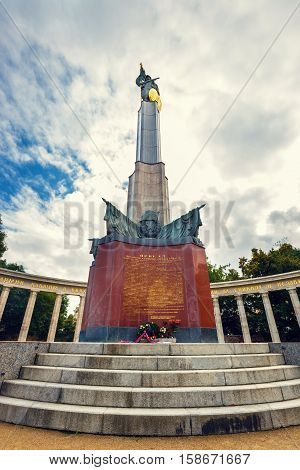 Vienna, Austria, October 13, 2016: War Memorial -  Heroes Monument Of Red Army On Schwarzenbergplatz