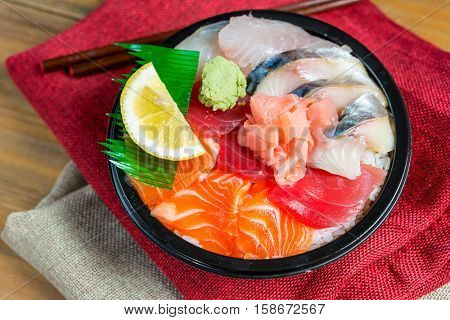 japanese food Mix Sashimi Chirashi Rice Bowl