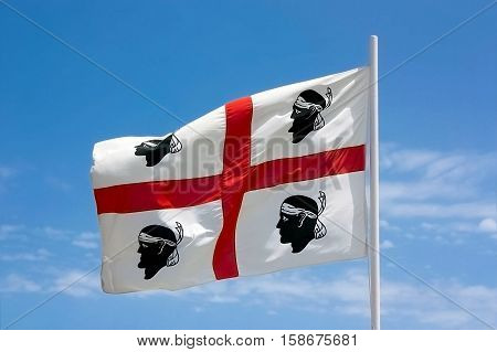 The flag of Sardinia - la bandiera sarda - the four moors - i quattro mori.