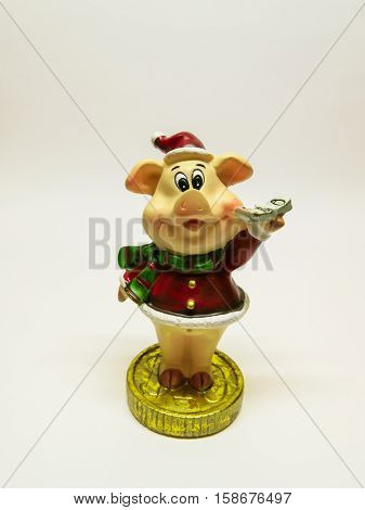 Porcelain figurines toy pig new year money