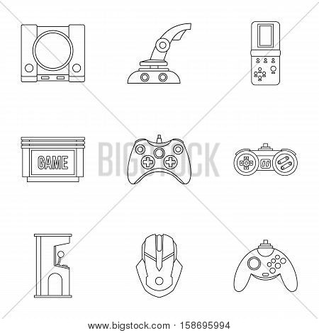 Computer games icons set. Outline illustration of 9 computer games vector icons for web