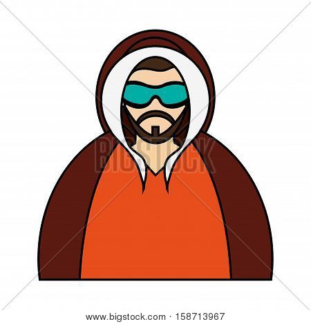 Man with acket icon. Winter cloth fashion clothing and warm theme. Isolated design. Vector illustration