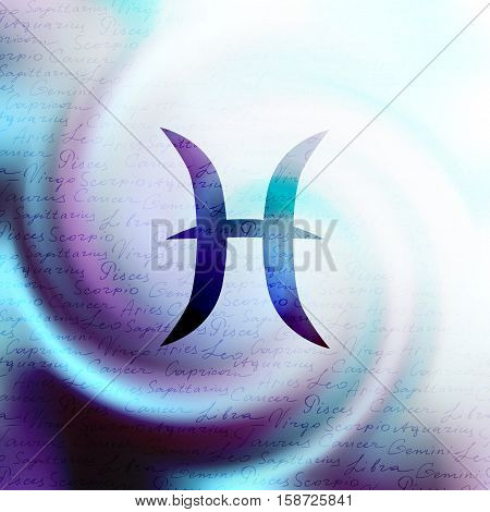 The sign of zodiac Virgo on a white blur background.