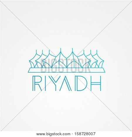King Fahd - The symbol of Riyadh, Saudi Arabia. Modern linear minimalist icon. One line sightseeing concept. Front view. Vector illustration