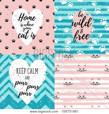 Home Is Where Your Cat Is, Be Wild And Free, Keep Calm And Purr Fashion Graphic Print, Greeting Card