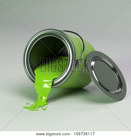 3d rendering cans of paint turquoise color
