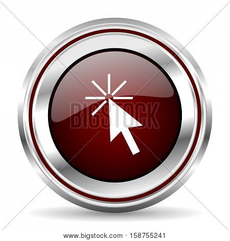 click here icon chrome border round web button silver metallic pushbutton