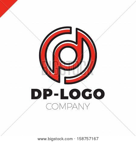 Letter D And Letter P Logo. Pd, Dp Initial Overlapping In Circle Letter Logotype