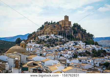Beautiful Cityscape With Castle On  Hill In Montefrio, Spain
