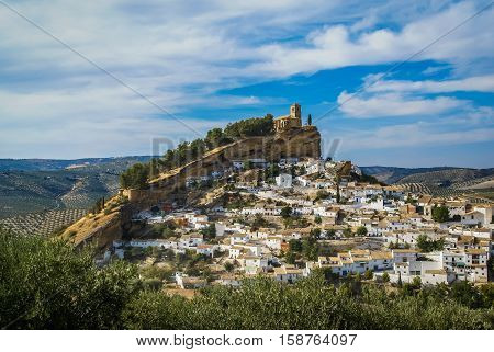 Beautiful Cityscape With Castle On  Hill In Montefrio, Spain