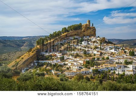 Beautiful Cityscape With Castle On  Hill In Montefrio, Spain