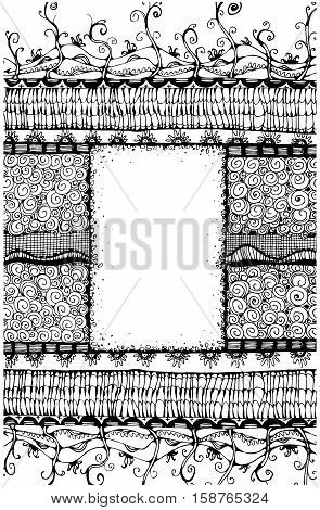Zentagle decorative design frame with space for text. Doodle