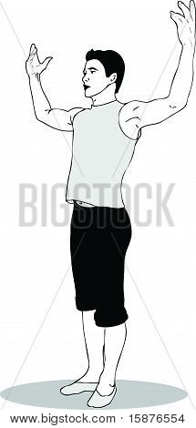 the guy with his hands up