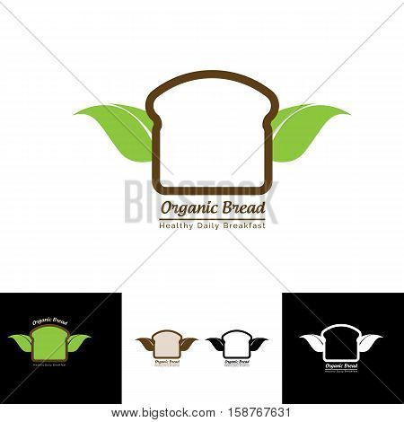 organic bread logo with leaf wings suitable for any bakery shop, craft, cake brand product or any others