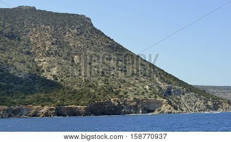 Moutti tis Sotiras (370M) viewed from a boat Akamas Peninsula Cyprus