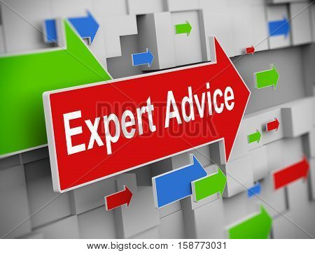 3d illustration of moving arrow of expert advice on abstract wall background