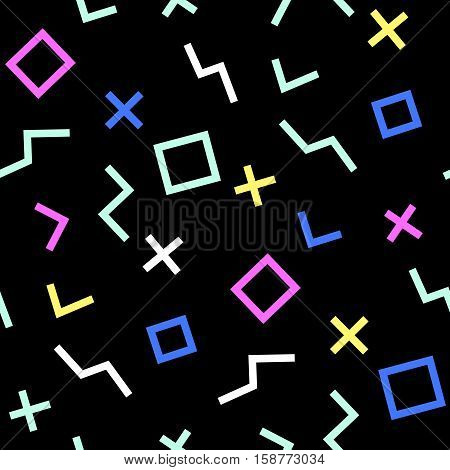 Memphis seamless pattern of geometric shapes Abstract 1980-90 styles design. Trendy memphis style. Colorful geometric hipster poster background. Vector illustration stock vector.