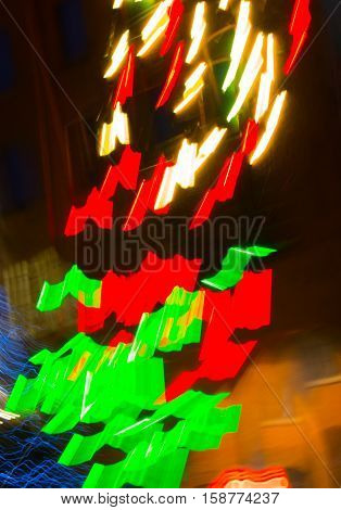 Abstract background made of Christmas lights with long exposure.