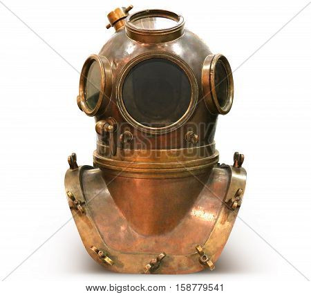 photo Copper old vintage deep sea diving suit