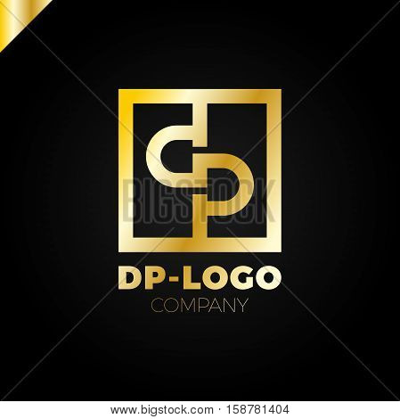 Letter D And Letter P Logo. Pd, Dp Initial Overlapping In Square Letter Logotype Orange