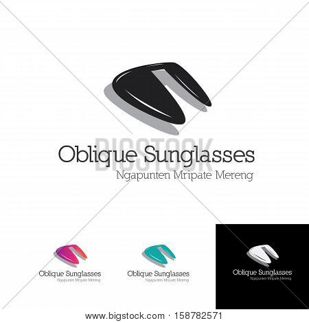 oblique sunglas logo for optic shop or glasses brand product