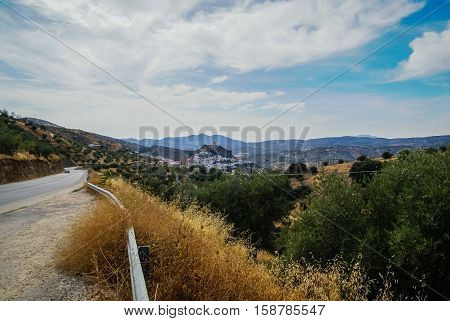 Beautiful Cityscape With Castle On  Hill In Montefrio, Spain