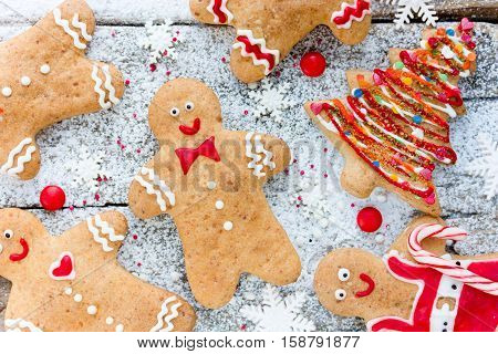 Christmas homemade gingerbread cookies decorated icing - winter holiday gift for kids